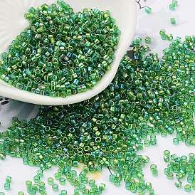 Transparent Colours Glass Seed Beads, AB Color Plated, Cylinder