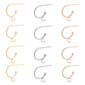 24шт. 3 цвет 304 фурнитура для сережек-гвоздиков из нержавеющей стали, фурнитура для сережек полукольцо с горизонтальными петлями, с 30 пластиковыми ушными гайками