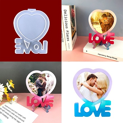 DIY Picture Frame Silicone Molds, Resin Casting Molds, For UV Resin, Epoxy Resin Craft Making, Heart and Word LOVE