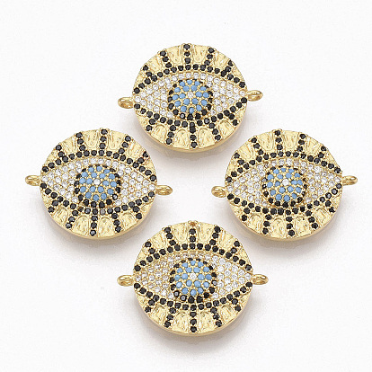 Латунные микропаве из кубического циркония, плоские круглые с сглаза, красочный