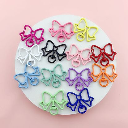 Bowknot Baking Painted Alloy Swivel Keychain Clasps, Keychain Clasp Findings