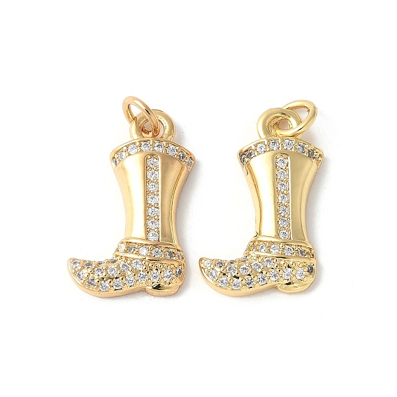 Латунные микропаве прозрачные подвески с фианитом, без кадмия и без свинца, ковбойский сапог