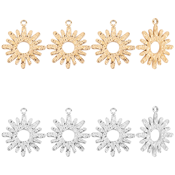 8шт 2 стили 304 подвески из нержавеющей стали, цветок