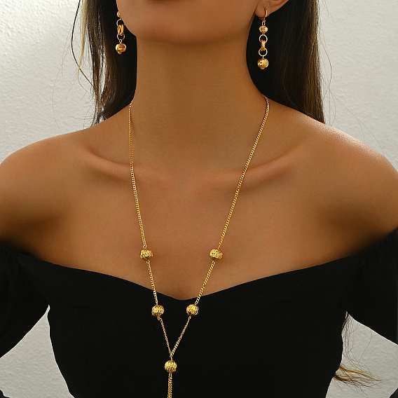 Элегантные круглые серьги и ожерелья из латуни для женского праздничного и банкетного наряда