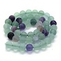 Natural Fluorite Beads Strands, Frosted, Round