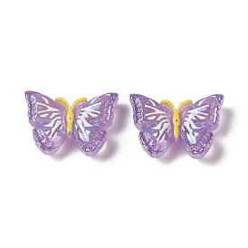 Glitter Plated Resin Cabochons, Butterfly