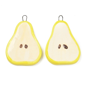 Ручной работы фарфора большие кулоны, с железной фурнитурой, груша