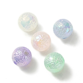 UV Plating Rainbow Iridescent Imitation Jelly Acrylic Beads,  Round