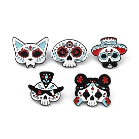 Day of the Dead Sugar Skull Enamel Pins, Alloy Brooch for Backpack Clothes