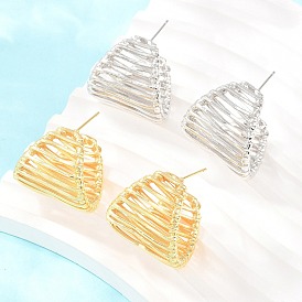 Brass Stud Earrings, Cadmium Free & Lead Free, Long-Lasting Plated, Rack Plating