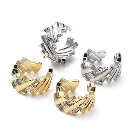 Rack Plating Brass Micro Pave Cubic Zirconia Cuff Earring, Cadmium Free & Lead Free