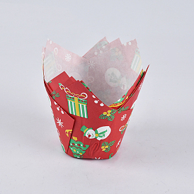 Tazas de papel para hornear con diseño de telaraña, taza de tulipán, revestimiento de magdalenas, tema de la Navidad, accesorios para hornear