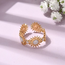 Солнце 304 открытые манжеты из нержавеющей стали для женщин, с эмалью