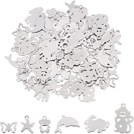 84Pcs 6 Style 304 Stainless Steel Pendants, Laser Cut