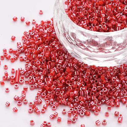 Glass Cylinder Beads, Seed Beads, Opaque Colours Luster, Round Hole