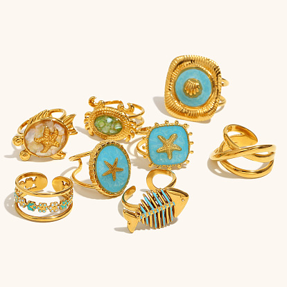 304 манжетные кольца из нержавеющей стали и эмали, реальный 18 k позолоченный