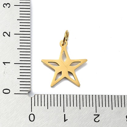 304 Stainless Steel Pendants, with Jump Rings, Laser Cut, Star Charm
