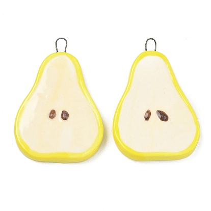 Ручной работы фарфора большие кулоны, с железной фурнитурой, груша