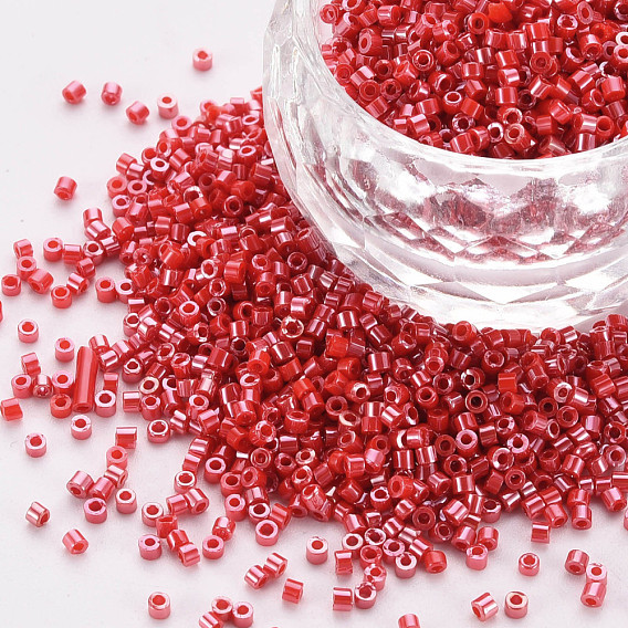 Glass Cylinder Beads, Seed Beads, Opaque Colours Luster, Round Hole