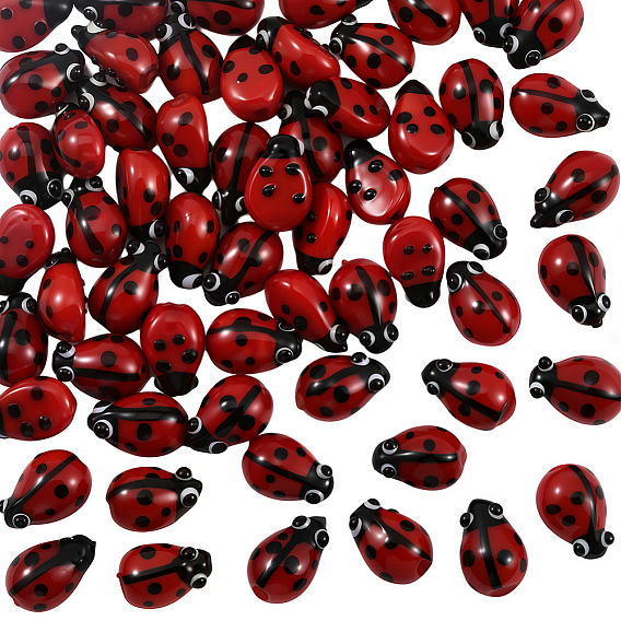 60 нити из бусин лэмпворк ручной работы, коровка