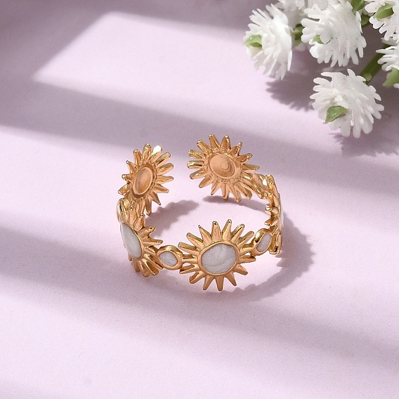 Солнце 304 открытые манжеты из нержавеющей стали для женщин, с эмалью