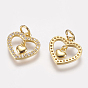 Brass Micro Pave Cubic Zirconia Charms, Heart