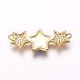 Brass Micro Pave Cubic Zirconia Links, with Freshwater Shell, Star