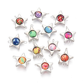 Подвески-соединители из полимерной глины в форме звезды и рамки CCB, с латунными двойными петлями, платина