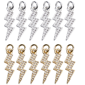 12 шт 2 цвета кулоны из латуни, микропаве, циркония, с прыжковых колец, долговечный, молния