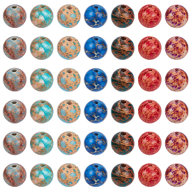 70Pcs 7 Colors Natural Imperial Jasper Beads Strands, Round, Dyed