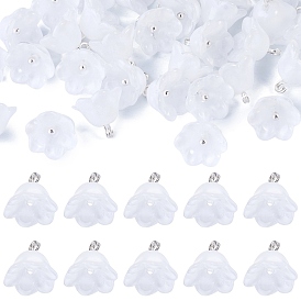 38 encantos de cristal de las PC, flor, Con aro de latón en tono platino y polvo brillante., degradado de color