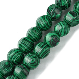 Perles synthétiques malachite brins, facette, ronde
