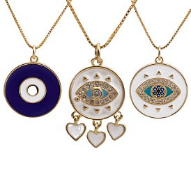 Gold Plated Heart Fatima Evil Eye Necklace with Copper Zirconia Gemstones - European Style Jewelry