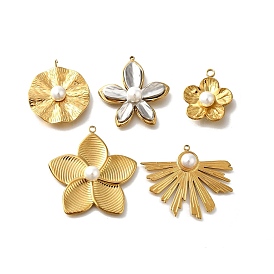 304 подвески из нержавеющей стали, со стеклянным жемчугом, реальный 18 k позолоченный