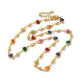 304 ожерелья нержавеющей стали, разноцветные ожерелья в форме сердечек из эмали