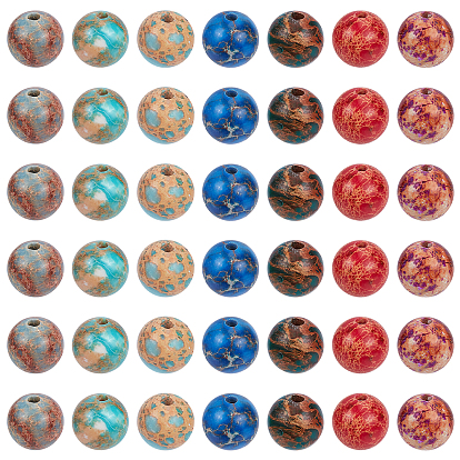70Pcs 7 Colors Natural Imperial Jasper Beads Strands, Round, Dyed