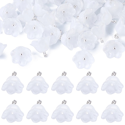 38 encantos de cristal de las PC, flor, Con aro de latón en tono platino y polvo brillante., degradado de color