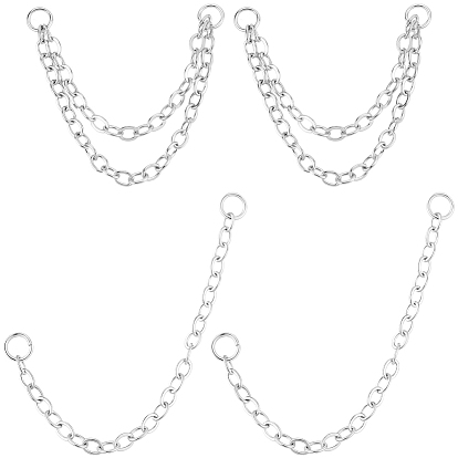 10 Stück 2 Stile Edelstahl-Knorpelohrringe mit baumelnden Ketten, Doppelpiercings, läuft nicht an