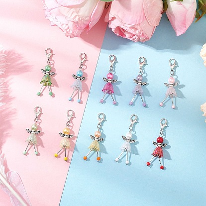 10шт. Цветочный ангел акриловые подвесные украшения, Сплав с застежками когтя омара