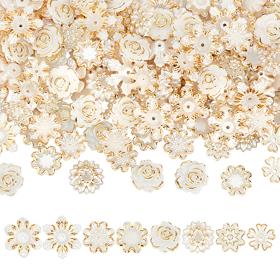 160Pcs ABS Imitation Shell & Acrylic Flower Bead Caps