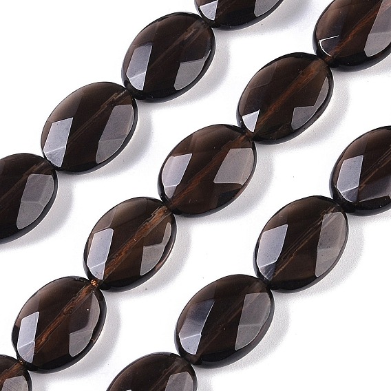Природный дымчатый кварц нитей бисера, граненый плоскую овальную