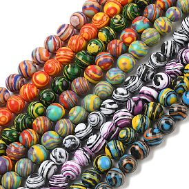 Синтетического малахита бисер нитей, окрашенные, круглые