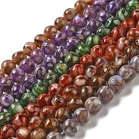 Chapelets de perles en coquille eau douce , avec de la résine, ronde, teint