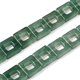 Natural Green Aventurine Beads Strands, Hollow Square