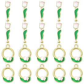 10 шт. застежки-тогги из цинкового сплава с эмалевым покрытием, кольцо с подвеской в виде тюльпана и цветком