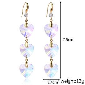 Alloy and Glass Pendants Earrings, Golden