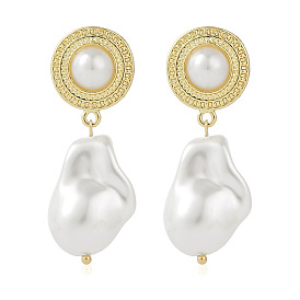 Geometric Irregular Pearl Earrings with Embedded Pearls for Chic Style