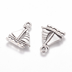 Tibetan Style Alloy Sail Boat Pendants, Lead Free and Cadmium Free, 20x16.5x2mm, Hole: 2mm