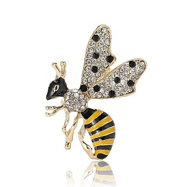 Alloy and Glass Rhinestone Brooch, Bees for Women, Golden