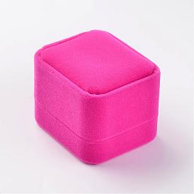 Square Velvet Ring Boxes, 6.1x5.1x4.8cm